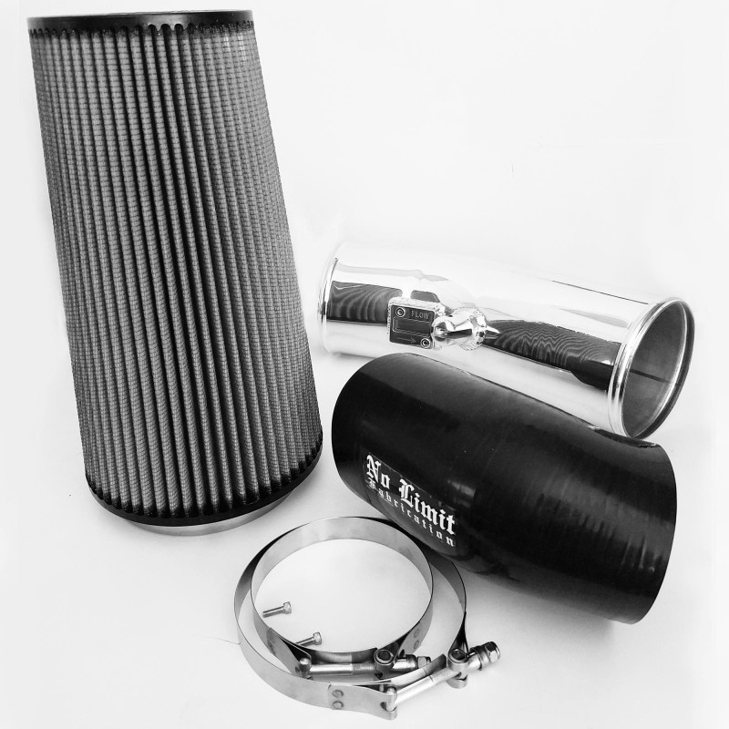 No Limit Fabrication Cold Air Intake Polished Aluminum, Dry ProDryS Air Filter Stage 2 for 11-16 Ford Super Duty 6.7L Powerstroke - 67CAIPD