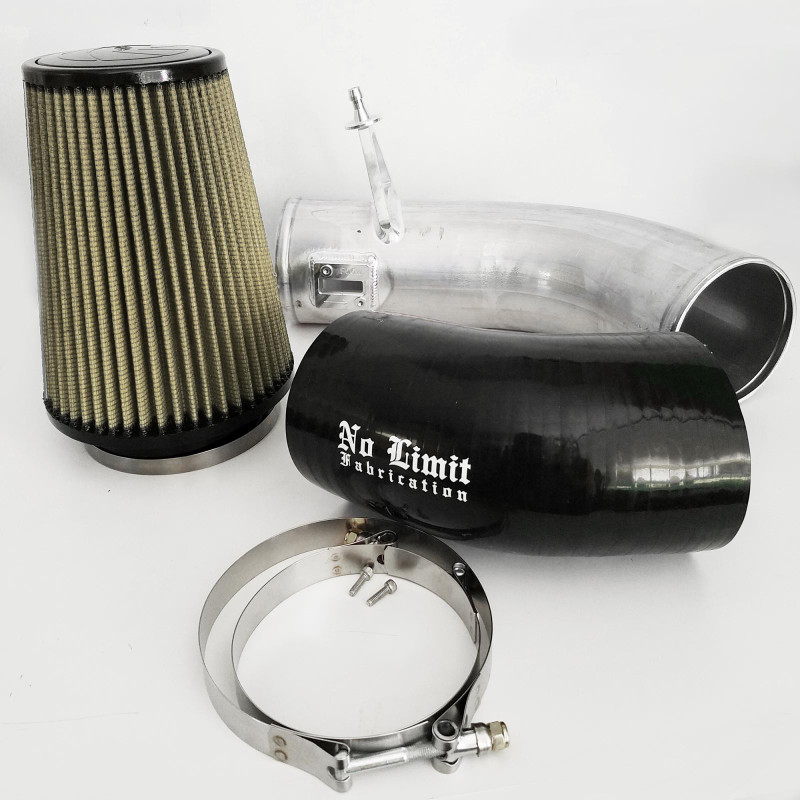 No Limit Fabrication Cold Air Intake Raw Aluminum, Oiled Pro Guard 7 Air Filter Stage 2 for 11-16 Ford Super Duty 6.7L Powerstroke - 67CAIRP
