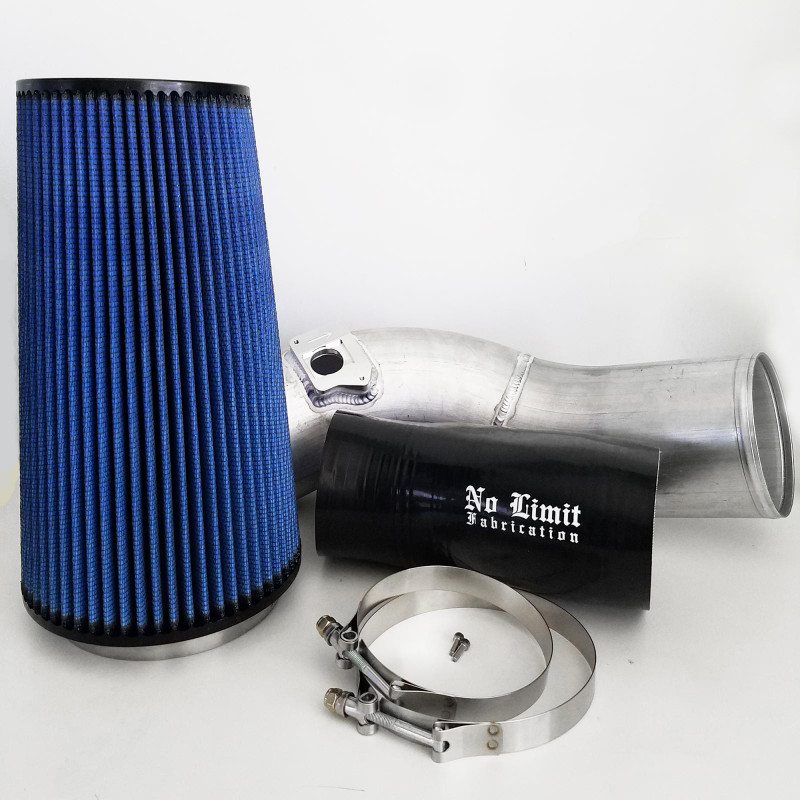 No Limit Fabrication Cold Air Intake Raw Aluminum, Oiled Pro5R Air Filter for 04-07 Ford Super Duty 6.0L Powerstroke - 60CAIRO