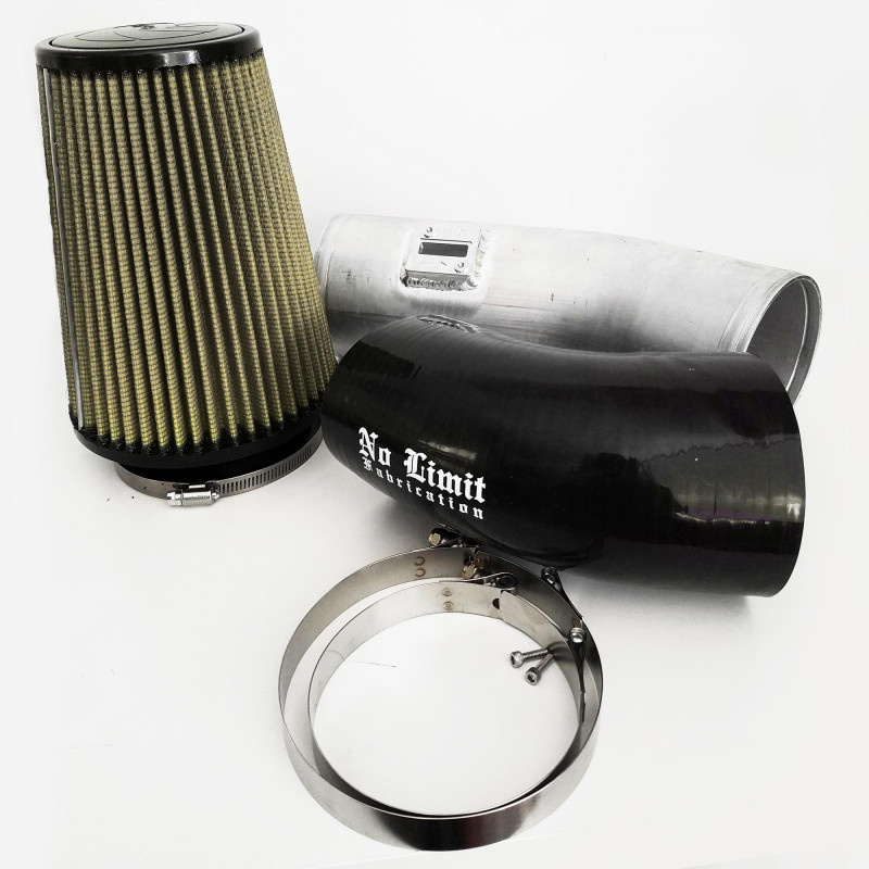 No Limit Fabrication Cold Air Intake Raw Aluminum, Oiled Pro Guard 7 Air Filter Stage 1 for 11-16 Ford Super Duty 6.7L Powerstroke - 67CAIRP1