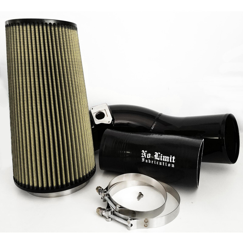 No Limit Fabrication Cold Air Intake Powder Coat Aluminum, Black, Oiled Pro Guard 7 Air Filter for 04-07 Ford Super Duty 6.0L Powerstroke - 60CAIBP