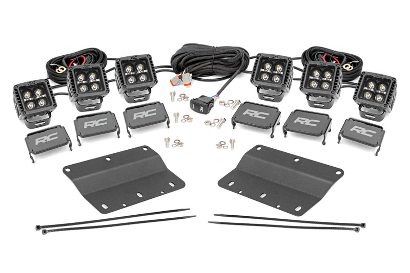 Rough Country LED Light Kit, Fog Mount, Triple, Black, 2 in., Pair, w/ White DRL for Ford Bronco 21-23 - 51087