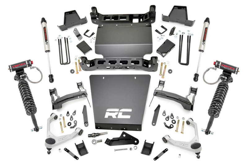 Rough Country 7 in. Stamped Steel LCA Lift Kit, Forged UCA, Bracket, Vertex/V2 Shks for Chevy/GMC 1500 16-18 - 11657
