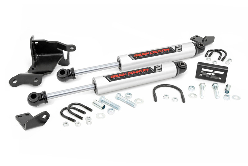 Rough Country V2 Steering Stabilizer, Dual, 2.5-8 in. Lift for Jeep Gladiator JT 20-22/Wrangler JL 18-23 - 8730470
