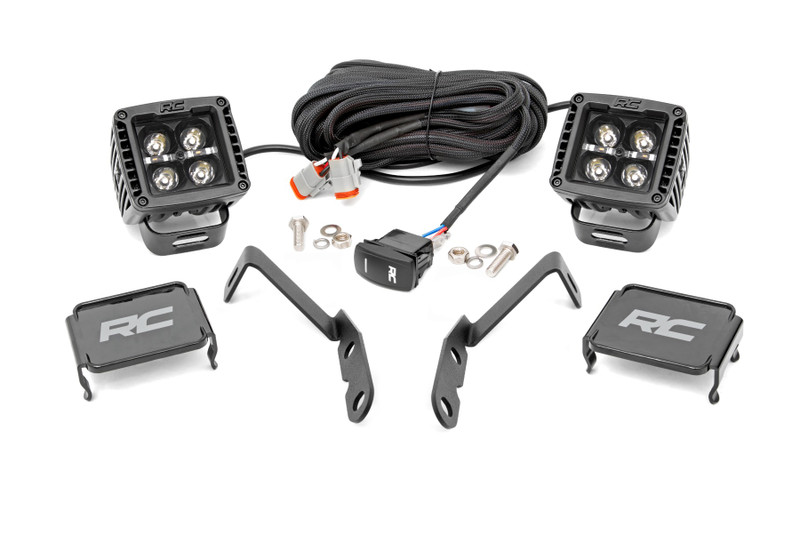 Rough Country LED Light Ditch Mount, Black, 2 in., Pair, w/ Amber DRL for Chevy 1500 07-13 - 71061