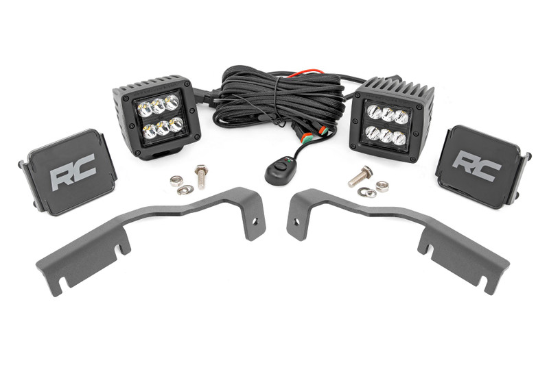 Rough Country LED Light Kit, Ditch Mount, Black, 2 in., Pair, Spot for Nissan Frontier 22-23 - 71064