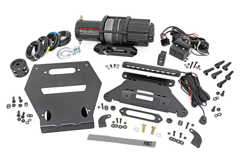Rough Country LED Light Winch Mount, w/RS4500S, 10 in. for Polaris RZR Pro R 22 - 92063