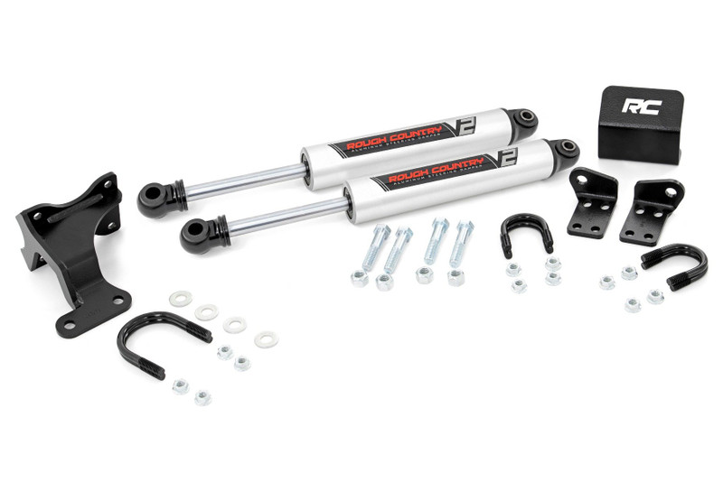 Rough Country V2 Steering Stabilizer, Dual, 2-8 in. Lift for Jeep Wrangler JK 07-18 - 8734970