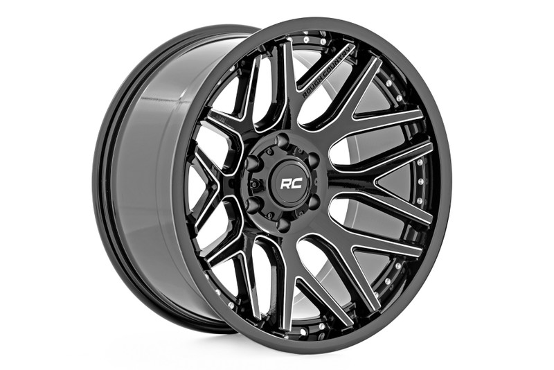 Rough Country 95 Series Wheel, Machined One-Piece, Gloss Black, 20x10, 5x5, -19mm - 95201018M
