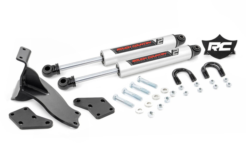 Rough Country V2 Steering Stabilizer, Dual, 2.5-8 in. Lift for Ram 2500 14-23/3500 13-23 - 8749470
