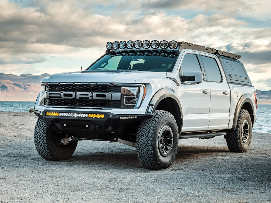 Truck with rack system installed