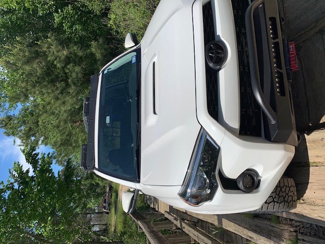 Front White 4Runner Slimline Front bumper with Baja Designs Light Bar and Fog Lights