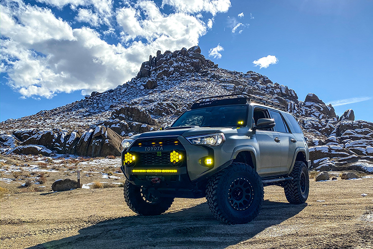 Toyota 4runner with Baja Designs Lighting, Gobi Roof Rack, and Slimline Winch Bumper 