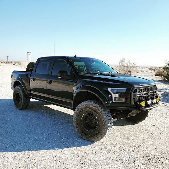 2019 Black Ford Raptor RPG Frame cut front bumper Baja designs LP6 LED lights 