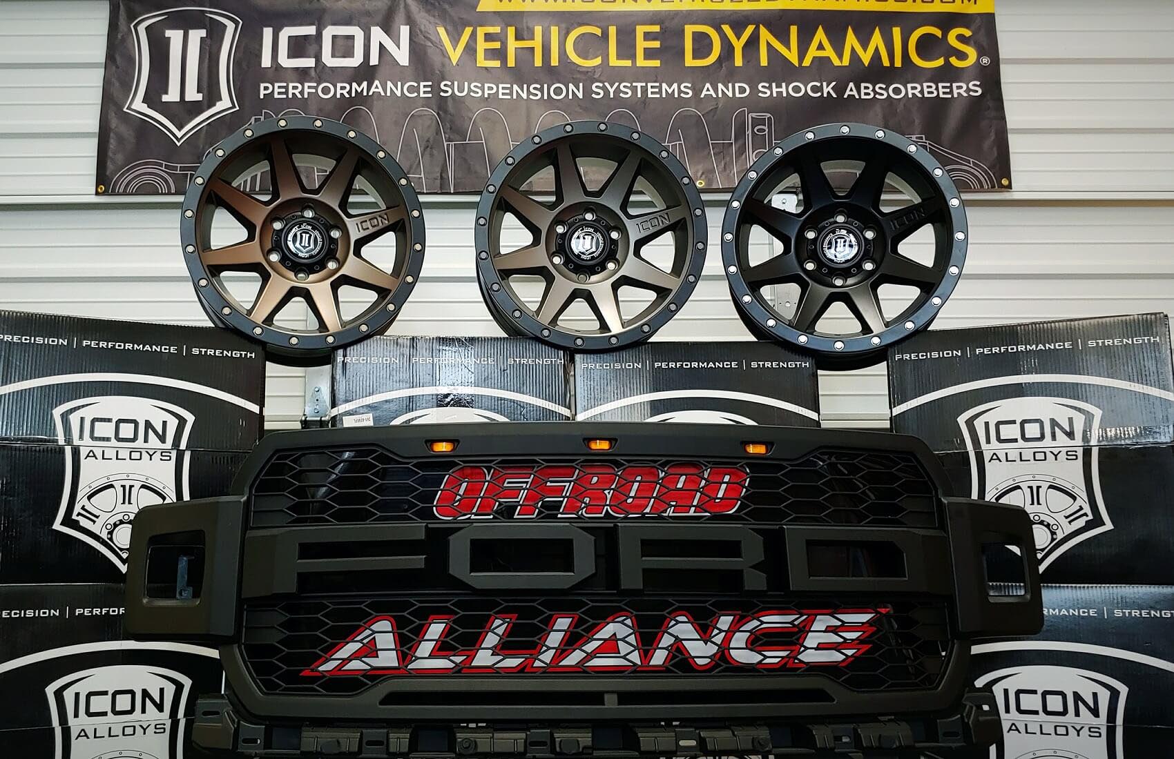 Houston off-road showroom with truck wheels and exterior accessories