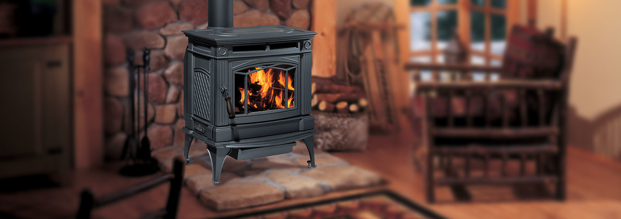 Hampton® H300 Large Cast Iron Wood Stove - Charcoal Gray - Embers