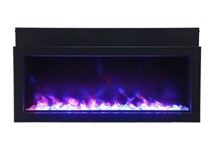 Amantii Panorama-XS 40" Extra Slim Indoor or Outdoor Electric Built-in Fireplace - DISPLAY MODEL - Blue Orange flame color