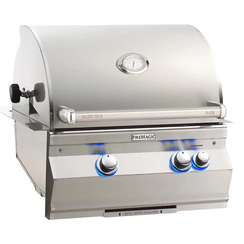 Fire Magic Aurora A430i Analog Style - Built-In 24" Gas Grills with Rotisserie and Backburner and Infrared Burner - Stainless Steel Grill