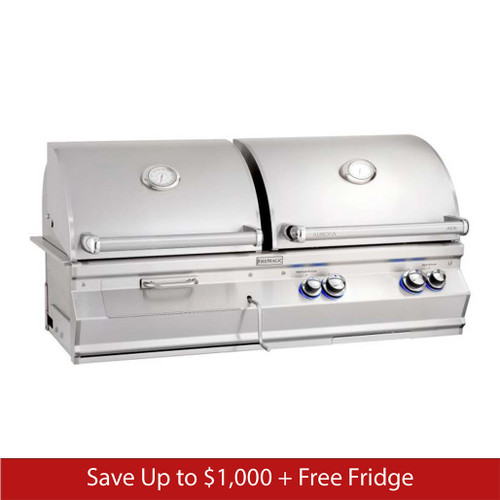 Fire Magic Aurora A830i Gas and Charcoal Combo - Built-In Gas Grill with Analog Thermometer & Rotisserie Kit and Infrared Burner - Promo Ends June 30th.