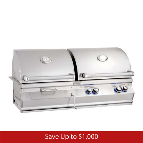 Fire Magic Aurora A830i Gas and Charcoal Combo - Built-In Gas Grill with Analog Thermometer & Rotisserie Kit and Infrared Burner - Promo Ends July 31st.