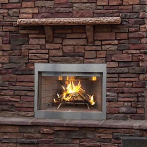 Superior 36" Paneled Outdoor Wood-Burning Fireplace | White Herringbone Refractory Panels