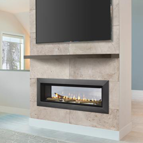 Majestic 48" Echelon II See-through Top Direct Vent Gas Fireplace | Ceramic Glass