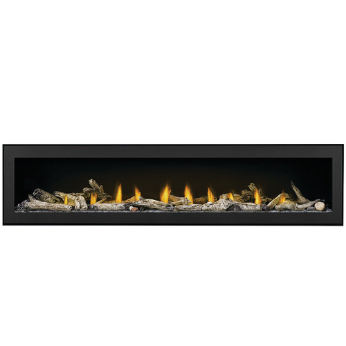 Napoleon Vector 74" Single Sided Direct Vent Gas Fireplaces | Enjoy the flames’ radiant glow, shining through the clear glass bead ember bed. Use the NIGHT LIGHT system and the multi-coloured LED lights beneath the ember bed that accent from underneath to add a gentle glow to the room when not using the fire
