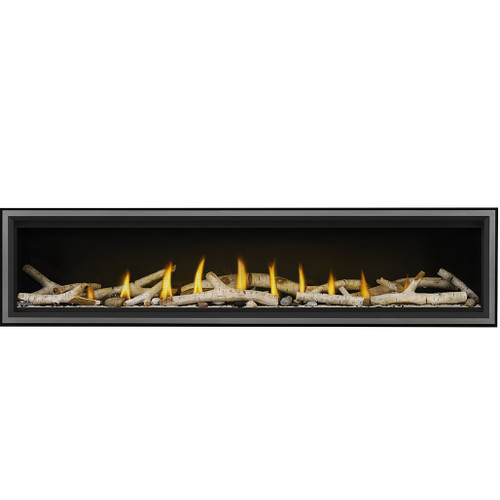 Napoleon Vector 74" Single Sided Direct Vent Gas Fireplaces | Premium media kits, like modern Nickel Stix, the natural Mineral Rock Kit, beachy Shore, and Beach Fire Media Kits, and multicoloured Glass Ember Media or Glass Beads to create a truly custom look
