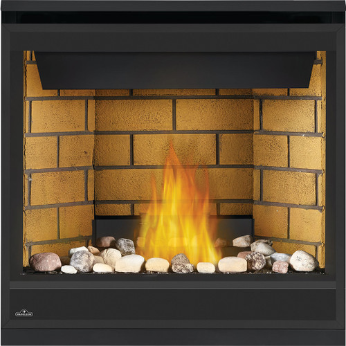 Napoleon Ascent 36" Direct Vent Gas Fireplace | Sandstone Standard Panels with Mineral Rock Kit