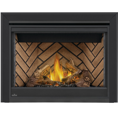 Napoleon Ascent 42" Direct Vent Gas Fireplace | Old Town Red Herringbone Panels