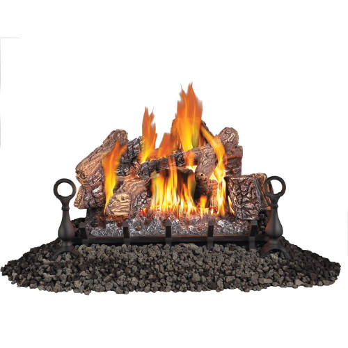 Napoleon Fiberglow 30" Vent Free Gas Log Set - Millivolt Ignition | Solid Cast Iron andirons & Grate Napoleon Fiberglow 30" Vent Free Gas Log Set - Millivolt Ignition | Solid Cast Iron andirons & Grate