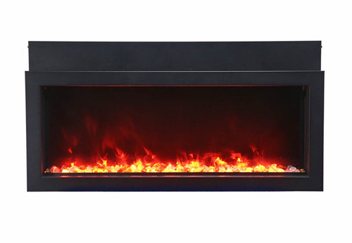 Amantii Panorama-XS 60" Extra Slim Indoor or Outdoor Electric Built-in Fireplace blue orange flame color 2