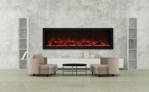 Amantii Panorama-XT 72" Deep Indoor or Outdoor Electric Built-in fireplace gas Log set & accessories 1
