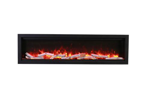 Amantii Symmetry 100" Smart Electric Fireplace - Birch Log Set with Orange Flames