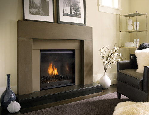 Regency Grandview G800 Direct Vent Gas Fireplace | Cool Wall system to allow for any finishing material right to the edge of the fireplace
