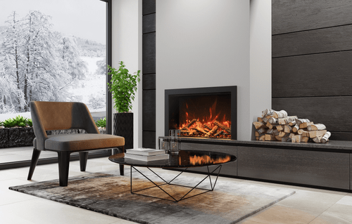 Amantii TRD 30" Traditional Series Smart Electric Fireplace - Ambient canopy lighting illuminates media like never before