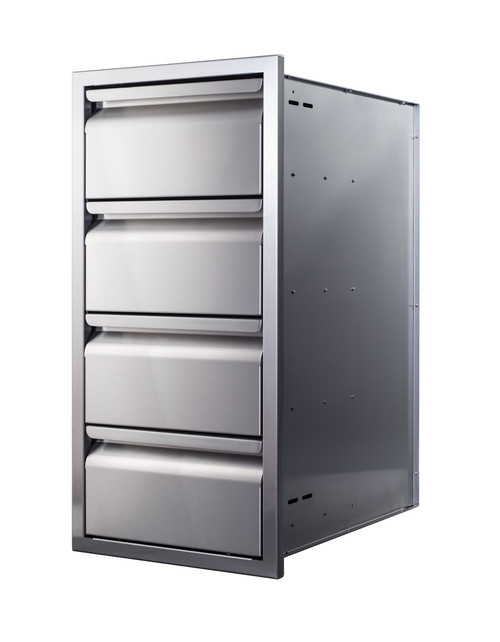 Memphis Wood Fire Grills Four Drawer Stack 15" - Stainless Steel Storage Drawers Memphis Wood Fire Grills Four Drawer Stack 15" - Stainless Steel Storage Drawers