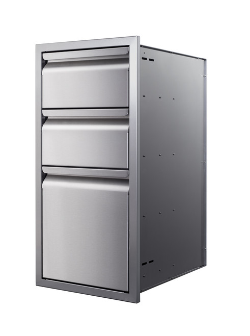 Memphis Wood Fire Grills Three Drawer Stack 15" - Stainless Steel Drawers for Outdoor Kitchens