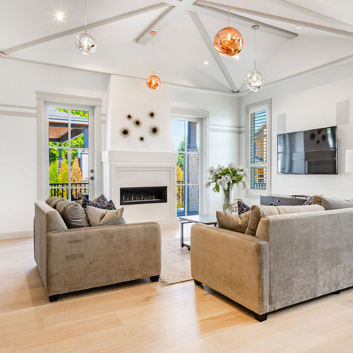 Montigo DelRay 48" Modern Linear Full Load Gas Fireplace | Star Ice fire glass Montigo DelRay 48" Modern Linear Full Load Gas Fireplace | Star Ice fire glass