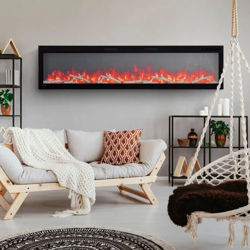 Napoleon Entice 60" Modern Linear Electric Fireplace | The Napoleon Entice™ 60 Wall Hanging Electric Fireplace is 16.94-inches tall, 59.69-inches wide, 5.44-inches deep