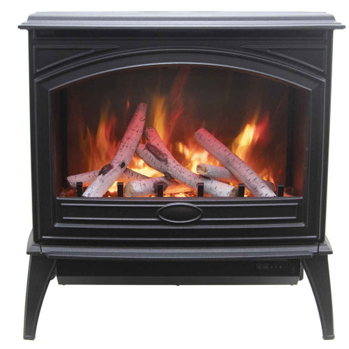 Amantii E-70 Cast Iron Freestanding Electric Fireplace | Vibrant, multi-colored state of the art flame presentation – change from Yellow to Orange to Red with just a click of the remote.