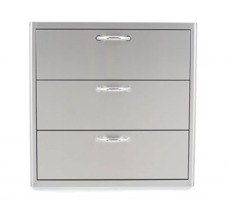 Blaze 30" Built-In Triple Access Drawer Set | Stainless steel construction is durable in outdoor conditions 