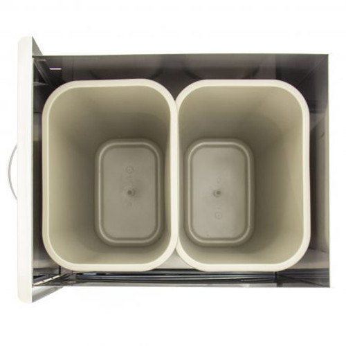 Blaze 20" Roll-Out Stainless Steel Double Trash / Recycling Bin | Roll out drawer allows for easy lifting and emptying of storage bins