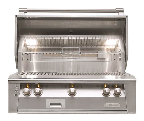 Alfresco Grills 36" Sear Zone Built-In Gas Grill | Signature Taste integrated smoker system with dedicated burner and drawer for wood chunks