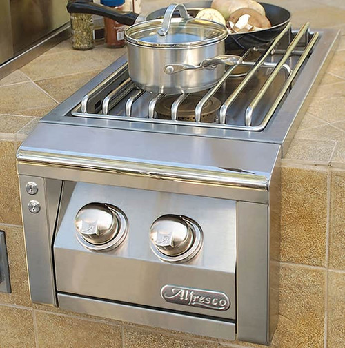 Alfresco Grills 14" Built- In Double Gas Side Burner | Precision knob lighting