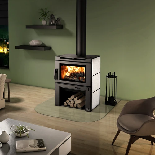 Osburn Matrix Wood Stove with Blower | Logs will easily fit under the large firebox, making the Matrix a practical and stylish heater. 