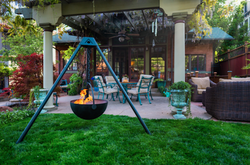 Cowboy Cauldron The Dude Outdoor Fire Pit and Grill - Single-Point Adjustable Suspended Basin