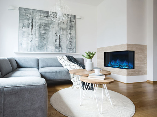 Modern Flames Landscape Pro 96" Multi View Built-in Clean Face Electric Fireplace - Flame, Ember Bed & Down lighting