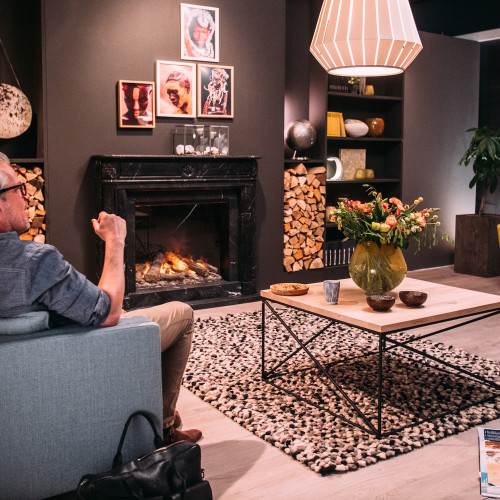 Dimplex Optimyst e-Matrix 35-Inch Single Sided Water Vapor Electric Fireplace | To add a sense of realism to the finished look, the e-MatriX comes with a charred log set.