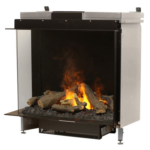 Dimplex Optimyst e-Matrix 37-Inch Left Corner Built-In Water Vapor Electric Fireplace | Let the pulsating lights beneath the logs dazzle and shine through for a lifelike burning effect.